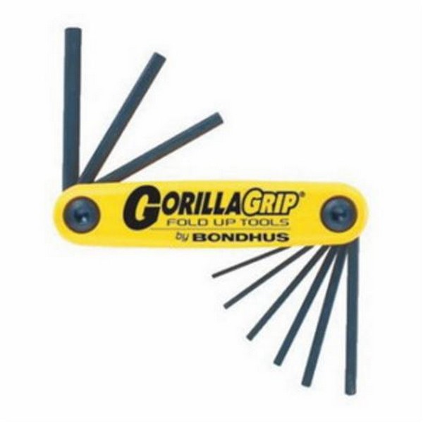 Key Set, Series: GorillaGrip®, Measurement System: Imperial, 9 Piece, 0.05 to 3/16 Inch Hex, Fold-Up Handle, Protanium® High Torque Steel, ProGuard™, Black/Yellow