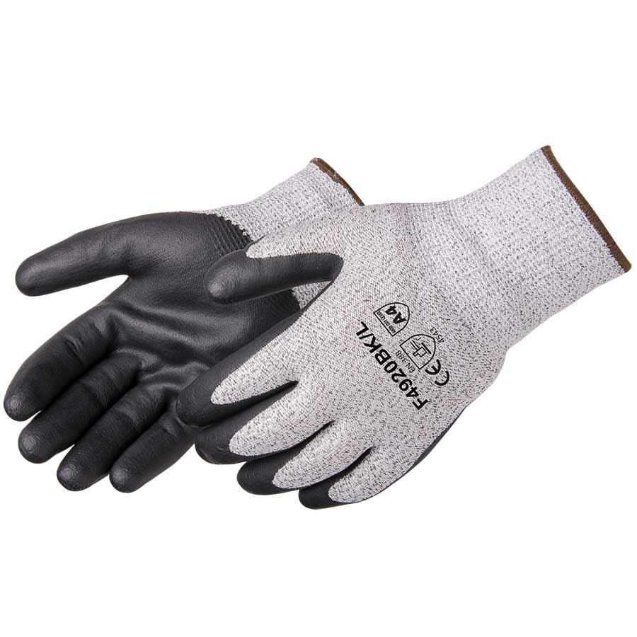 Glove, High Performance, Series: F4920BK, 2XL Size, Foam Nitrile Palm, HPPE, Salt & Pepper, Knit Wrist Cuff, ANSI Cut-Resistance Level: A4, ANSI Puncture-Resistance Level: 3, Resists: Abrasion/Cut/Puncture/Tear