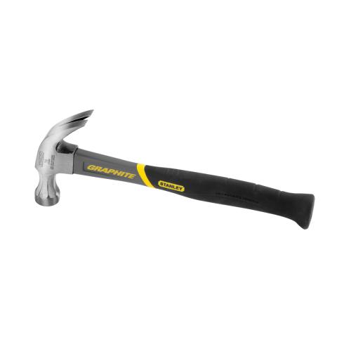 Nailing Hammer, 13-1/4 in Overall Length, Rim Tempered Face, 1-3/16 in Face Dia, Smooth Face Surface, 16 oz Head, High Carbon Steel Head, Jacketed Handle, Graphite Handle, Ribbed Grip, Curved Claw Style