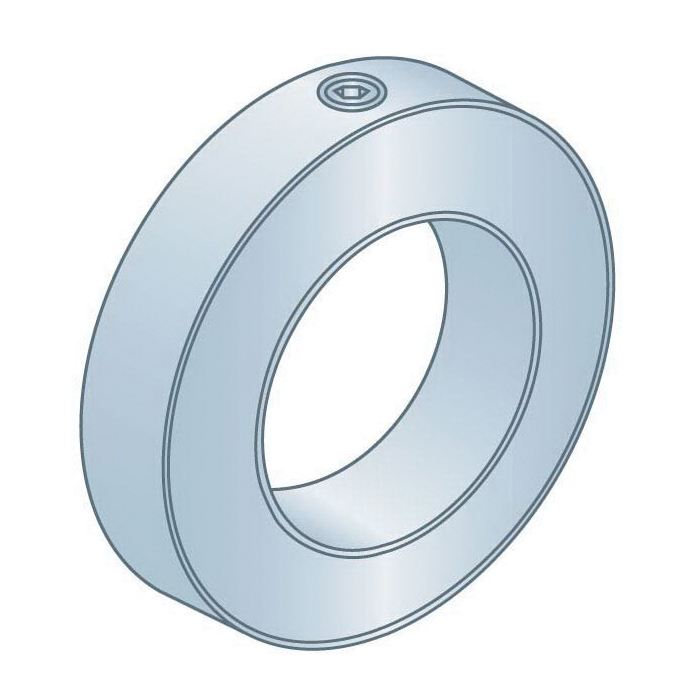 Set Shaft Collar, Imperial Round Bore Solid, 2-15/16 in ID, 4-1/4 in OD, 1-1/8 in Width, Hex Socket Cap Screw Style, 1/2-13 Screw, Low Carbon Steel, Zinc Clear