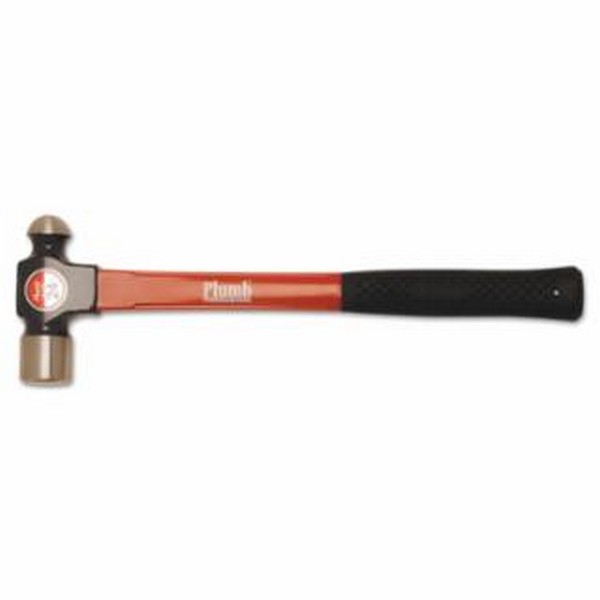 Ball Pein Hammer, 32 Ounce Steel Head, 15 Inch Overall Length, Fiberglass Handle