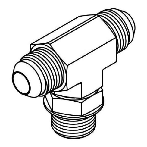 Hydraulic Branch Tee, 3/4-16 Inch Male JIC, 3/4-16 Inch Male JIC, Male O-Ring, Steel