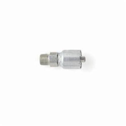Hydraulic Hose Fitting, Crimp Style Straight, Series: 43 Series, 3/8 in Hose, 1/2-14, Male NPTF Rigid, 7/8 in Hex, 2.39 in Length, 1.36 in Cutoff Allowance, Steel