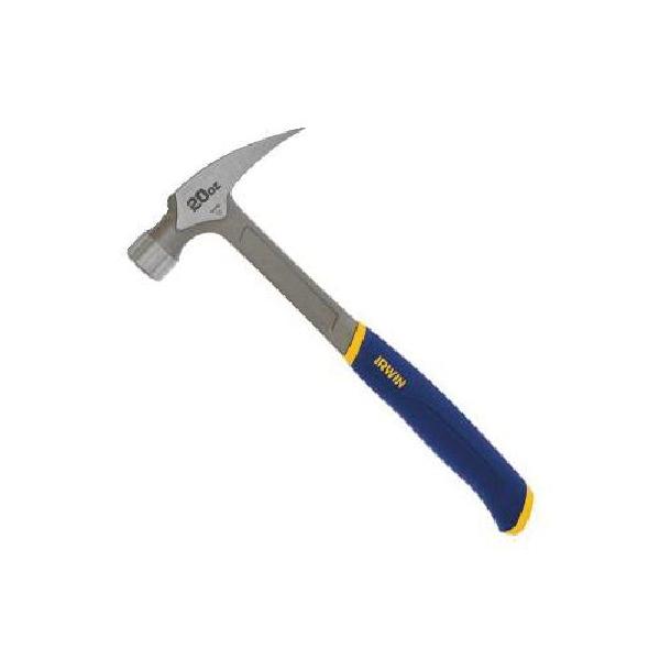 Hammer, General Purpose, Smooth Face, 1 in Diameter Face, 20 oz Head, Forged Steel Head, Hybrid Handle, Steel Handle, Rip Claw Style