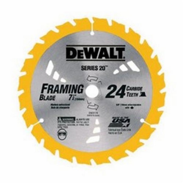 Circular Saw Blade, Portable Round Arbor, Series: 20™, 7-1/4 in Diameter, 0.045 in Thickness, 5/8 in Arbor, ATB Teeth, 18 Teeth, 15° Tooth Angle, 7000 RPM Maximum, 2-3/8 in Cutting Depth, 0.071 in Kerf, Carbide Cutting Edge, Steel Blade, Anti-Stic