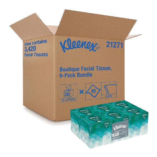 Facial Tissue, Upright, Series: Boutique*, 8.4 in Width, 8.2 in Length, White, Unscented, Upright Box, 2 Ply