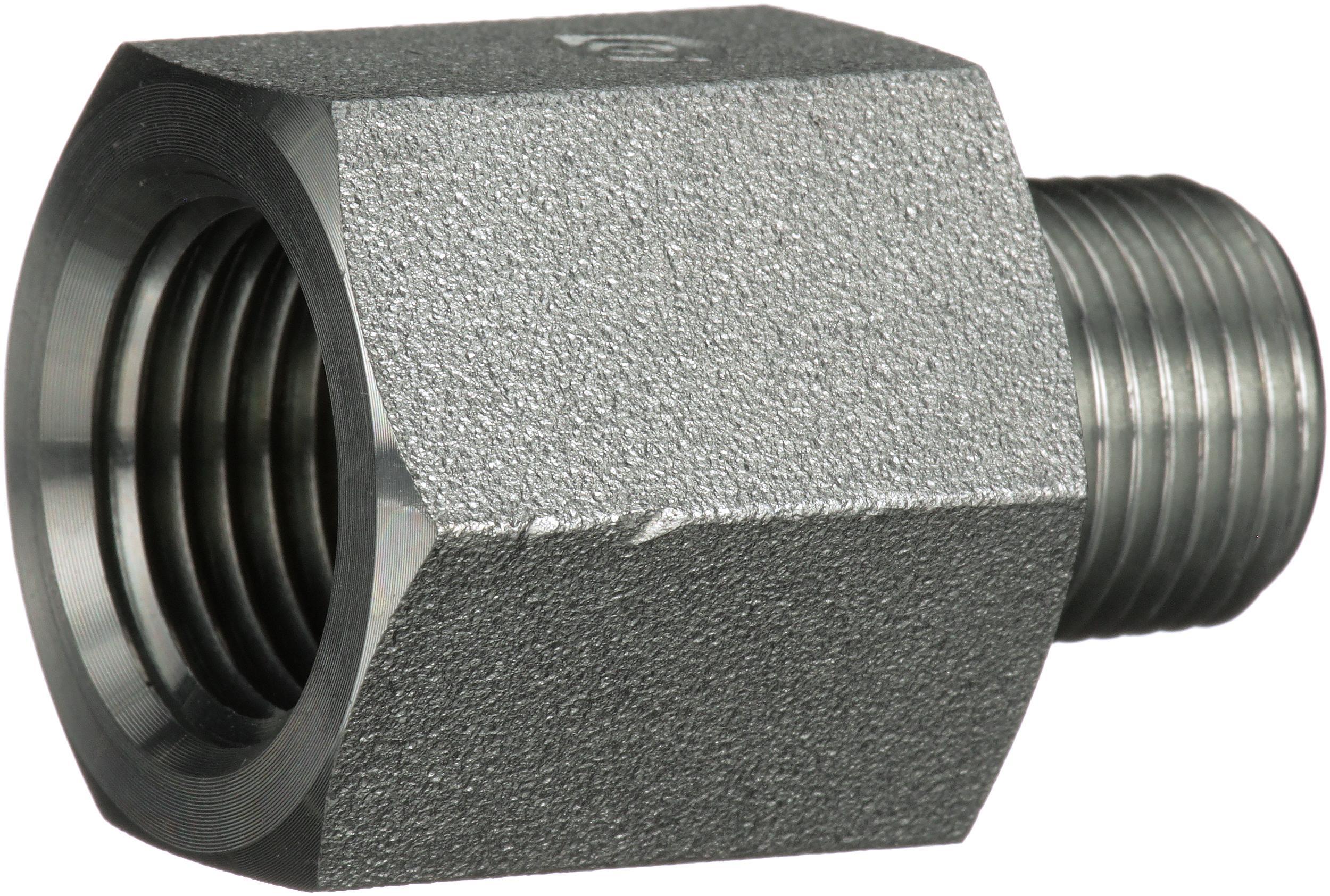 Hydraulic Adapter, Straight, Series: G60, 1-1/2-11-1/2 x 2-11-1/2 Nominal, Male Pipe NPTF x Female Pipe NPTF Increasing Bushing End Style, 6000 psi Pressure, Steel, Import