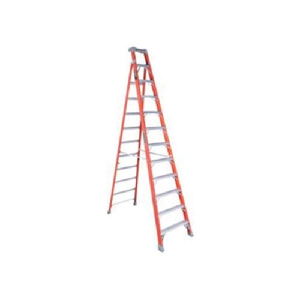 Step to Shelf Ladder, Type IA 2-in-1 Cross Step, Series: FXS1500, 12 ft Ladder Height, 300 lb, ANSI Code: A14.5, Fiberglass, 11 Steps, 71.495 in Base Spread, 32.35 in Bottom Width, Bonded/Non-Marring/Slip Resistant Tread