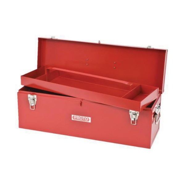 Tool Box, Extra Heavy Duty General Purpose Portable, 8-1/2 in D, 9-1/2 in Height, 2133 cu-in Capacity, Side Handle, Steel, Powder Coated, Red
