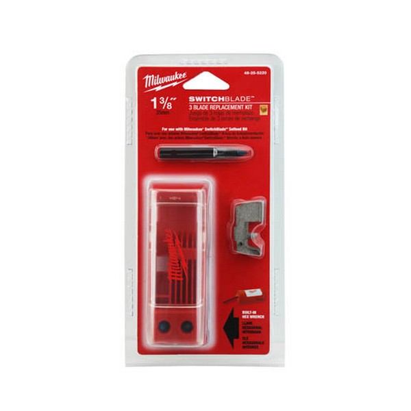 Blade Replacement Kit, 7-Piece, For Use With: 1-3/8 in Self-Feed Drill Bit, Hardened Steel, Red