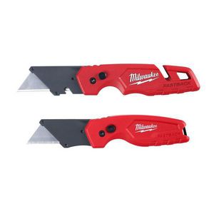 Folding Utility Knife Set, Steel Blade, Blades Included: 2, Plastic Handle, 6.87 in Overall Length, 1.03 in Overall Width, 1.18 in Overall Depth