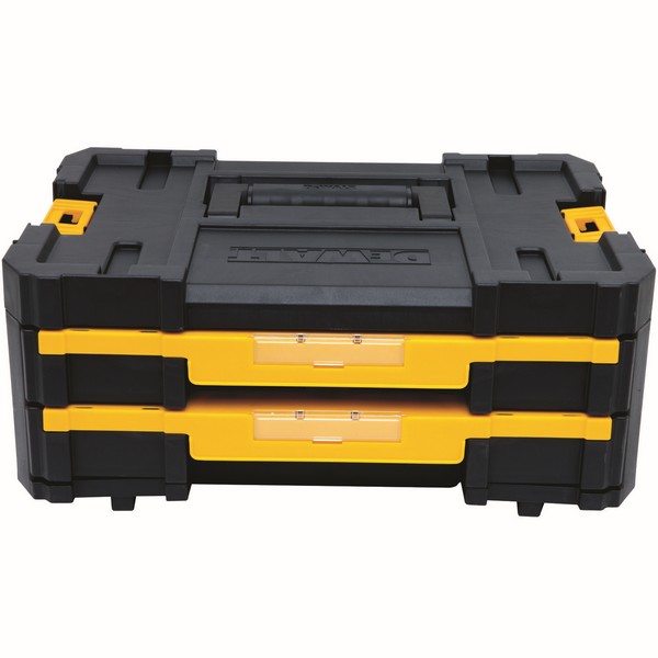 Tool Case, Mobile Stackable, 12-1/4 in Width, 16-1/4 in Depth, 6-3/8 in Height, 2 Drawers, 16.5 lb Capacity, Plastic, Matte Finish, Black/Yellow