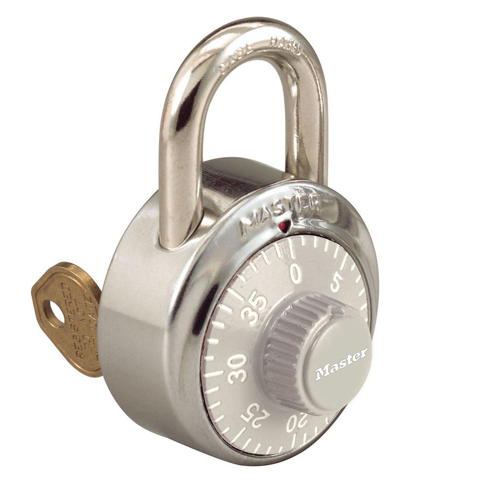 Combination Lock, Series: 1525, Control Key, Double Reinforced Stainless Steel Body, 9/32 in Shackle Diameter, 3/4 in Shackle Height, 13/16 in Shackle Width, 1-7/8 in Body Width, Anti-Shim Technology Locking Mechanism, Gray