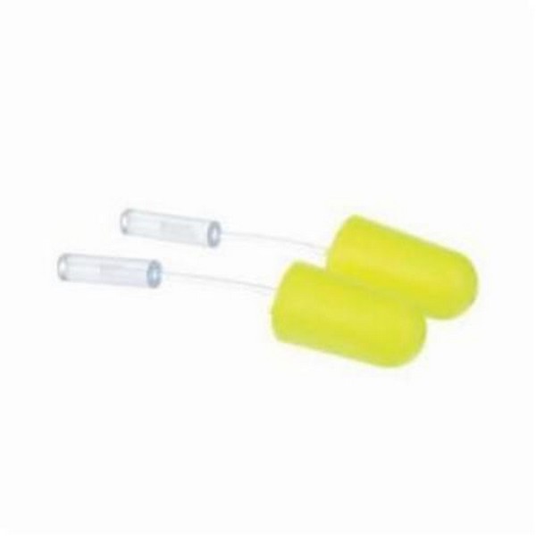 Probed Test Earplugs, Uncorded Design, Tapered Shape, L Size, Yellow Neon Plug, Polyurethane Plug, Specifications Met: ANSI S3.19-1974