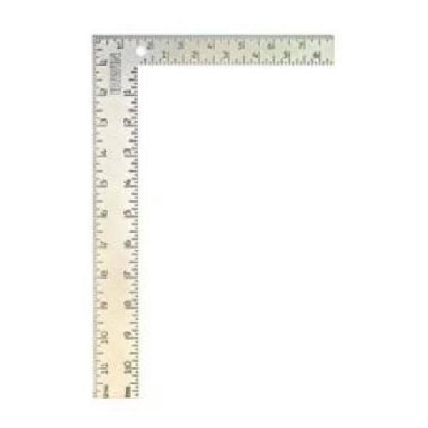Carpenter Square, 8 x 12 in Size, Graduations: 1/8 in, 1/10 in, 1/12 in and 1/16 in, Measuring System: Imperial, 0.08 in Thickness, Steel, Silver