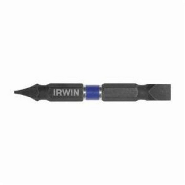 Impact Double Ended Bit, Heavy Duty, #8 to 10 Point, Slotted Point, 2-3/8 in Overall Length, 1/4 in, Cold Forged High Grade Steel, Black Oxide