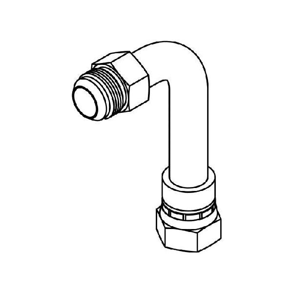 Bent Tube Elbow, High Pressure Long, Series: 6701-LXH, 3/4-16 Nominal, 37° Male JIC x 37 °Female JIC Swivel End Style, 90° Angle, Steel, Trivalent Chromate Plated, Silver