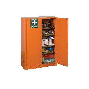 Emergency Preparedness Storage Cabinet, 65 in Height, 43 in Width, 18 in Depth, Manual Door, 2 Doors, 4 Shelves, Steel, Painted, Orange, U-Loc™ Handle