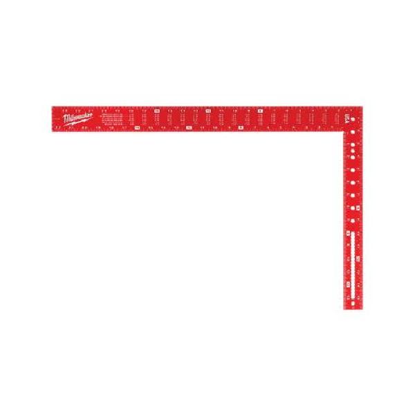 Framing Square, 16 x 24 in Size, Graduations: 1/8 in, 1/10 in, 1/12 in, 1/16 in, Measuring System: Imperial, 24 in Width, Anodized Aluminum, Red