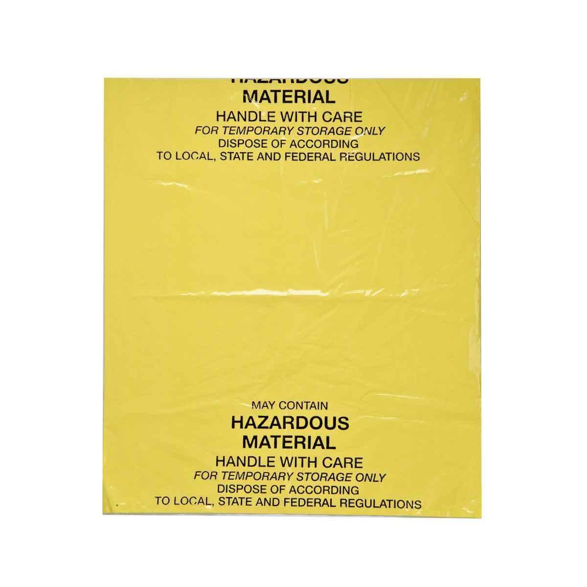 Disposal Bag, Specifications: 13 to 17 gal Capacity, 26 Inch Width x 31 Inch Height x 3 mil THK Dimensions, Yellow