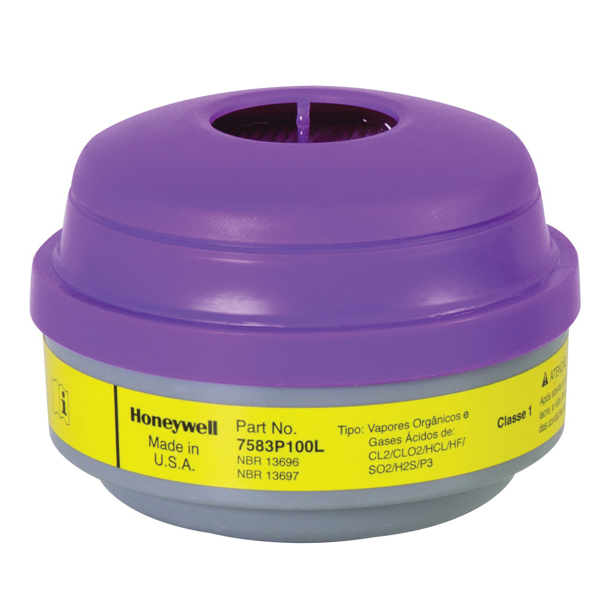 Cartridge and Filter, Series: N Series, For Use With: 5500, RU8500 and 7700 Series Half Mask Respirators, Chlorine, Chlorine Dioxide, Hydrogen Chloride, Hydrogen Fluoride, Hydrogen Sulfide, Organic Vapor, Sulfur Dioxide Gas, Magenta/Yellow