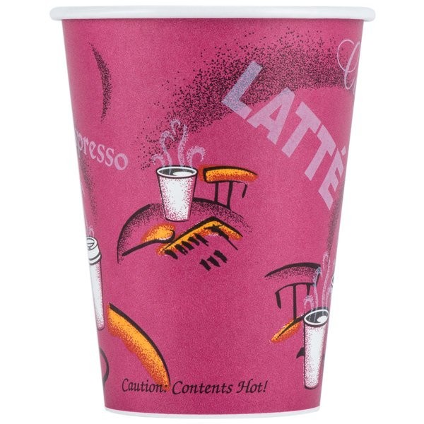 Bistro Design Hot Drink Paper Cups, 12 Ounce Size, Maroon, 50/Bag
