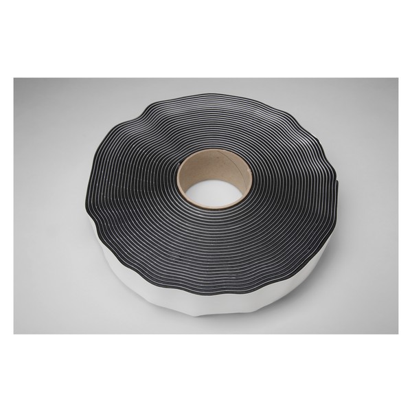 Ribbon Sealant Tape, 50 ft Length, 2 Inch Width, 1/8 Inch Thickness , Black, Butyl Adhesive, 33 psi Tensile Strength