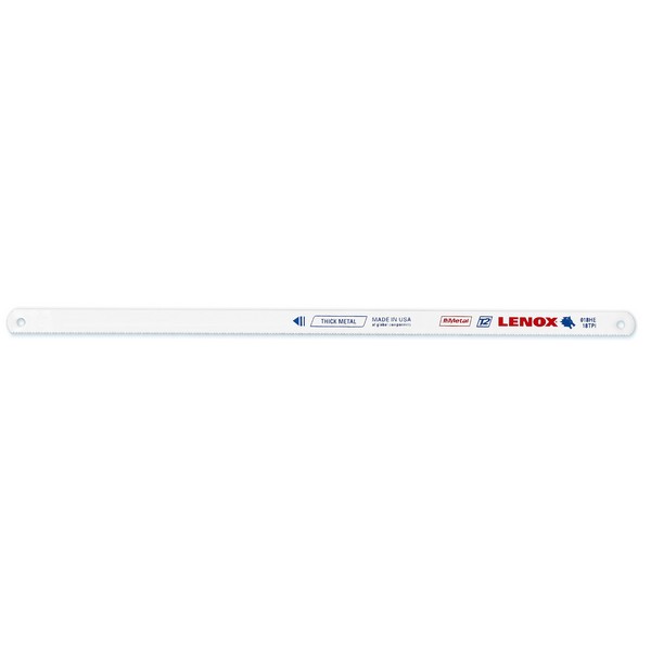 Hacksaw Blade, 10 in Blade Length, 1/2 in Blade Width, 0.023 in Blade Thickness, Bi-Metal Blade, 18 TPI, Tuff Teeth, HSS Cutting Edge, Thin Metal Material Application