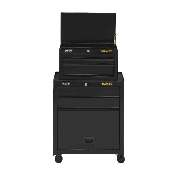 Rolling Tool Chest and Cabinet, Series: 100, 26-1/2 in Width, 14 in Depth, 43-1/2 in Height, 5 Drawers, 4 Casters, 3 x 1 in Caster, 10227 cu-in Capacity, Steel, Black