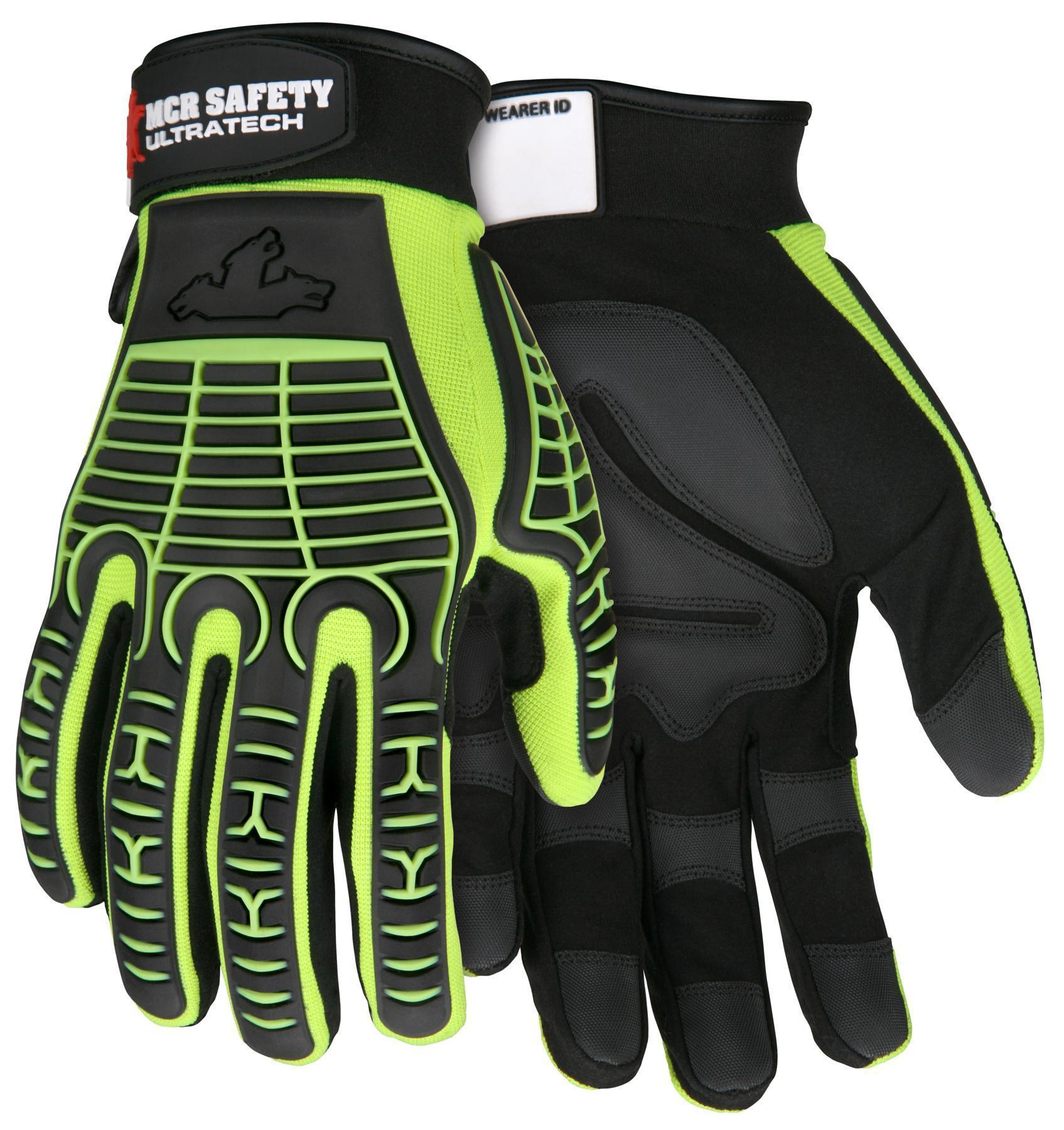 Gloves, Arm Protection, 2XL Size, Split Leather Palm, Black, Standard Finger/Wing Thumb Style, Adjustable Cuff, PVC Coating, ANSI Heat Level: 2
