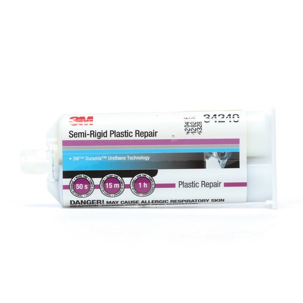 Plastic Repair Adhesive, Semi-Rigid, Cartridge Container, 50 mL Container, Urethane Base