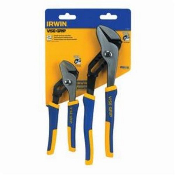 Plier Set, 2-Piece Traditional, Groove Joint Pliers, 2 Piece, Specifications Met: ANSI Specified, Nickle/Black Oxide, Blue/Yellow