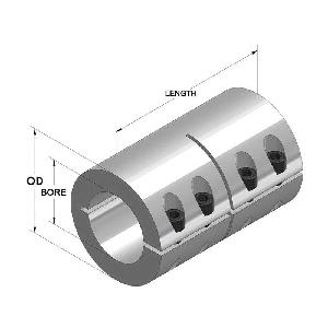 Clamping Coupling, 1-Piece Industry Standard, Series: GMSCC, 10 mm Bore, 29 mm OD, 45 mm Overall Length, 41 in-lb Torque, Stainless Steel, Plain