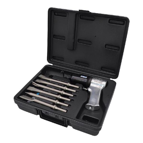 Air Hammer Kit, General Duty Round, Kit, Series: 121, 3/4 in Bore, 3000 bpm Blows per Minute, 2-9/32 in Stroke Length, 3 cfm Average, 15 cfm at Load Air Flow, 90 PSI Air, 1/4 in NPTF Air Inlet, 3/8 in Minimum Hose, Pistol Grip Handle, 7-5/8 in L Dime