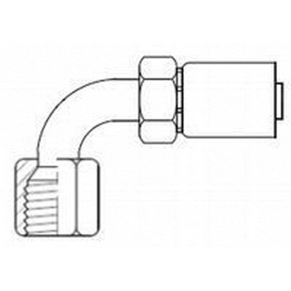 Swivel Elbow, 1-Piece Non-Skive, 1-11/16-12 Nominal, Female O-Ring Face Seal, 90 deg, 2 in Hex, 5.04 in Length, 4000 psi, Steel