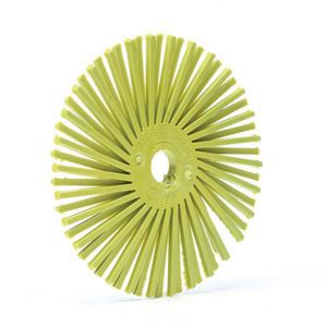 Bristle Disc Brush, 3 in Diameter Brush, 3/8 in Arbor Hole Size, 360 Grit, Extra Fine Grade, Ceramic Fill, 25000 RPM Maximum, Lime Green Brush Color