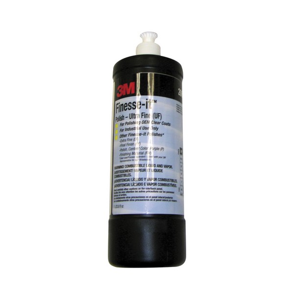 Abrasive Polish, Ultra Fine, 1 L Container, Bottle Container, White, Ultra Fine Grade, Applicable Materials: Acrylic, Clear Coat, Glass, Gelcoat, Industrial Paint, Lacquered Wood, Solid Surfaces and Powder Coat