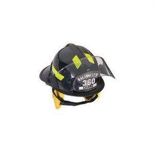 Fire Helmet, Modern Structural, Series: 360S, Standard Size, Fits Hat Size: 6-3/8 to 8-3/8 in, Black, Thermoplastic, Ratchet Suspension, Specifications Met: NFPA 1971-2018