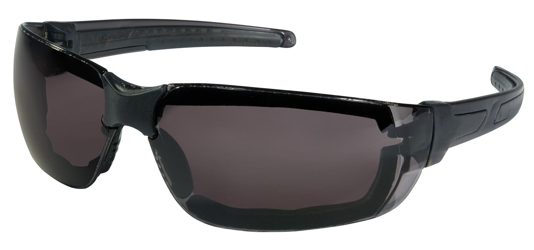 Safety Glasses, Lightweight, Series: Hulk HK3, Regular Size, MAX6 Anti-Fog Lens Coating, Grey Lens, Polycarbonate/Foam Lined Frame