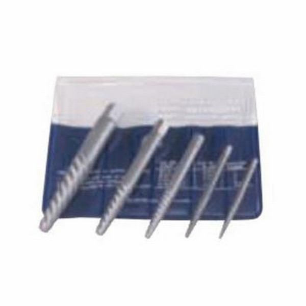 Screw Extractor Set, Square Shank, Series: 1829, 5 Piece, Bright