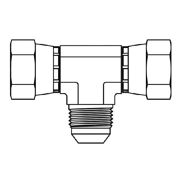 Branch Tee, Series: 6603, 3/4-16 Nominal, 37 °Female JIC Swivel x 37 °Female JIC Swivel x 37 deg Male JIC End Style, Steel