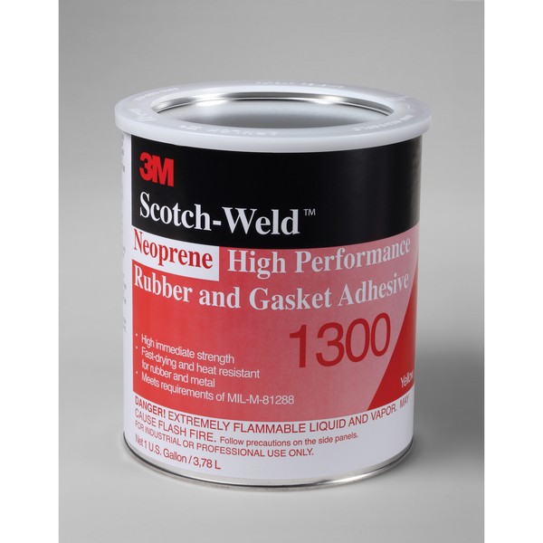 Rubber and Gasket Adhesive, High Performance High Strength, Can Container, 1 gal Container, Polychloroprene Chemical Type, 4 min Drying, 12 min Setting, 12 min Curing, Yellow