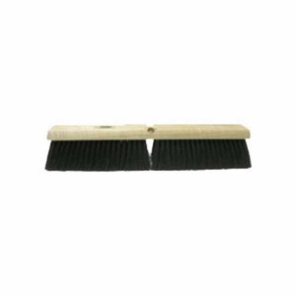 Push Broom, 24 in Overall Length, 3 in Trim Length, Medium Sweep, Tampico Bristle, Black Bristle, Hardwood Block, 24 in Block, Hardwood Handle