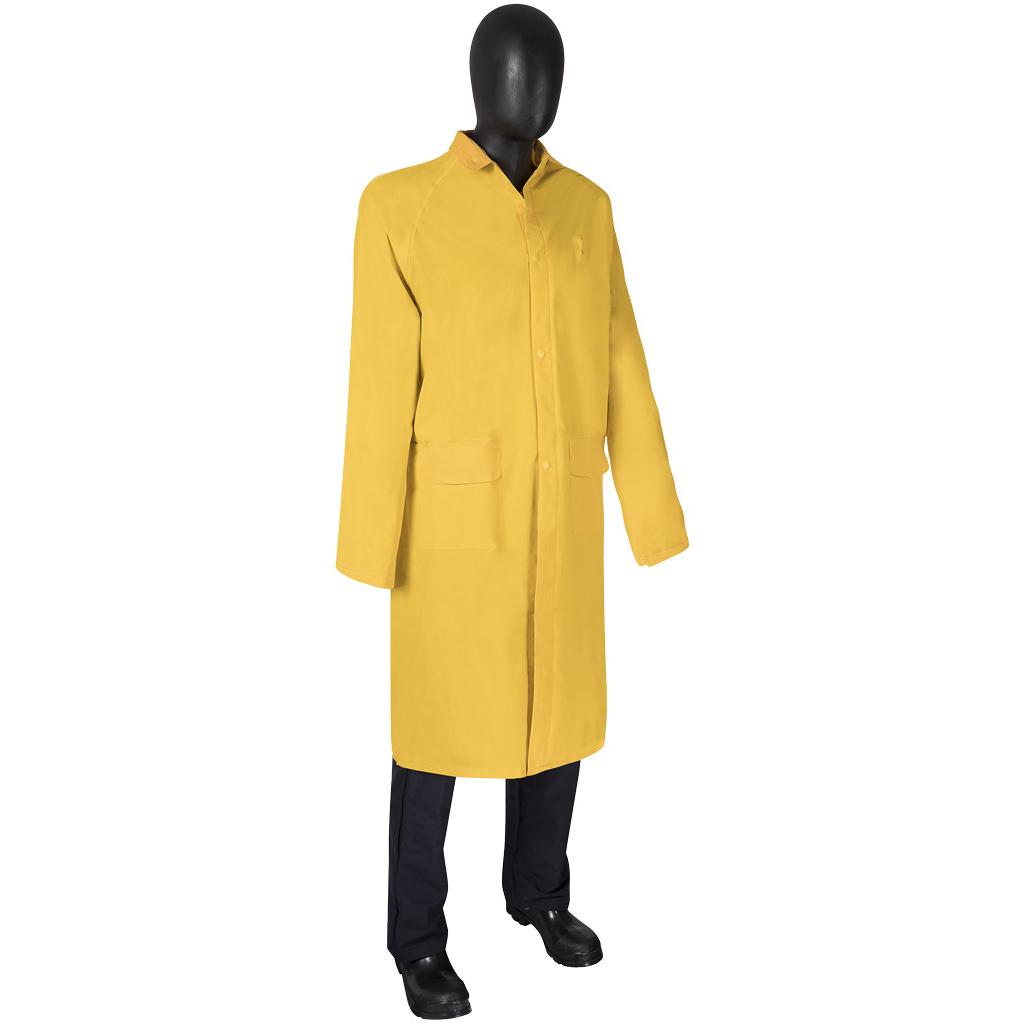 Raincoat, Detachable, Series: 1225, 3XL Size, Yellow, PVC/Polyester, Front Zipper Closure, 2 Pockets