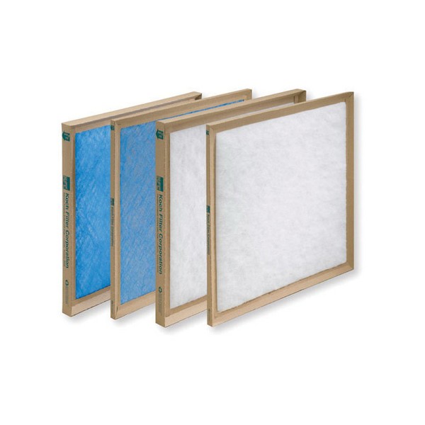Disposable Panel Filter, 20 in Width, 1 in Depth, 20 in Height, MERV: MERV 5, 300 fpm, Kraft Board Frame, 75 to 80% Efficiency, 0.15 in WG Initial Resistance, Polyester Media, Domestic