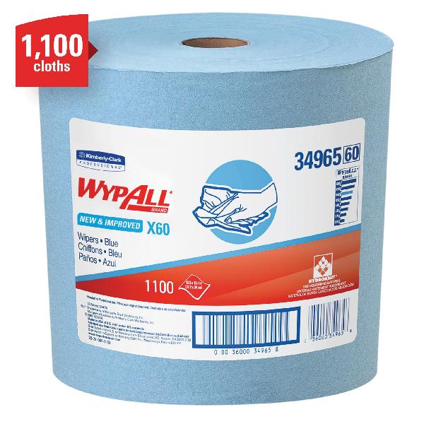 General Purpose Wiper, Lightweight, Series: X60, 13.4 x 12.5 in Size, 1100 Sheets Capacity, Blue, Hydroknit*