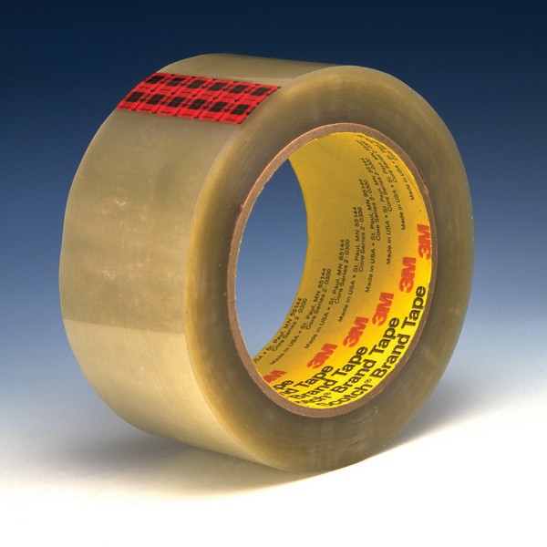 Box Sealing Tape, 50 m Length, 72 mm Width, 3.43 mil Thickness, Clear, 3 Inch Diameter Core, Hot Melt Synthetic Rubber Resin Adhesive, Polyester Film Backing, 78 in-oz Adhesion Strength