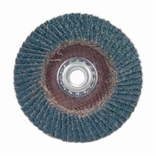 Coated Abrasive Flap Disc, Arbor Thread, Series: R822, 7 in Disc Dia, 5/8-11 Center Hole Thread Size, P40 Grit, Extra Coarse Grade, Zirconia Alumina Abrasive, Type 29 Conical Disc, Fiberglass Backing, 8600 RPM Maximum, Blue
