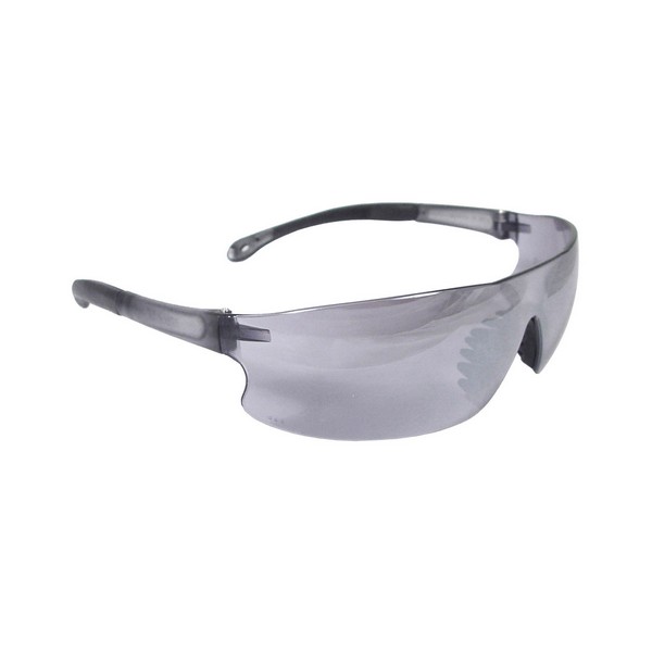Safety Eyewear, Lightweight, Series: RS1 Rad-Sequel™, Anti-Fog/Hard Coat/Impact-Resistant/Scratch-Resistant Lens Coating, Silver Mirror Lens, Wrap Around Frame, Gray/Smoke Frame, Polycarbonate Frame, Polycarbonate Lens, 99.9 % UV Protection, Rubberiz