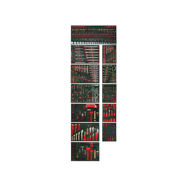 Master Set, Foamed, Specifications: 1/4 in, 3/8 in, 1/2 in, 3/4 in Drive Tools, 1/16 in to 2-3/8 in, 2 mm to 24 mm Fasteners, 613 Piece, Workstation Tool Storage, Tool Storage Included: (12) Drawer, Insulated: No